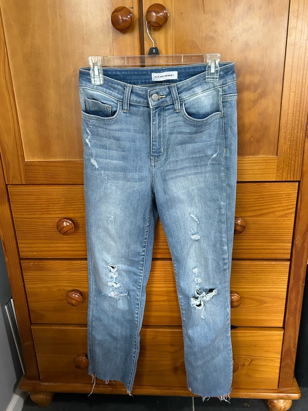 Flying Monkey Distressed Light Blue Ankle Jeans